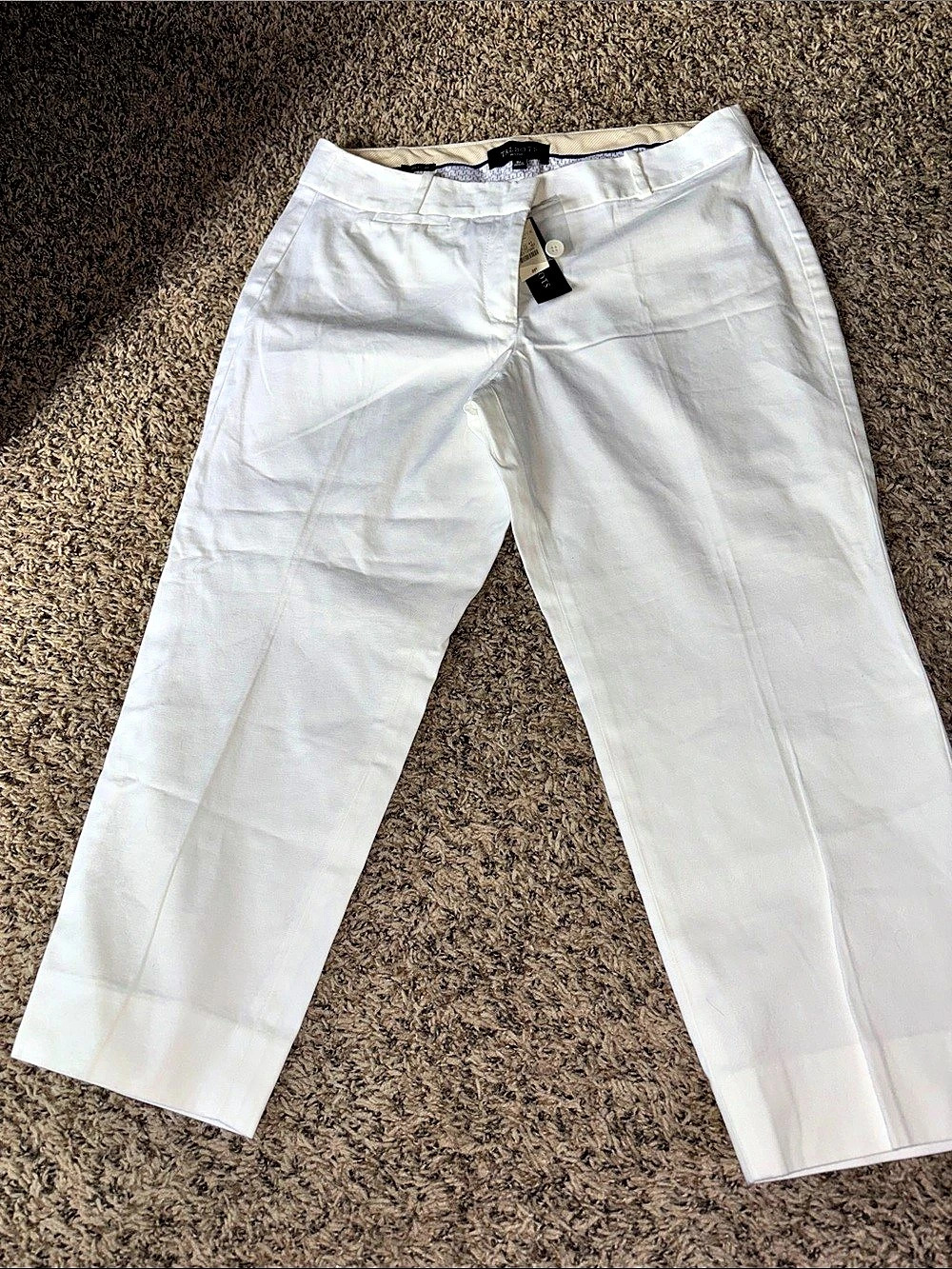 Talbots Signature Petite White Straight Leg Trousers Size 8P